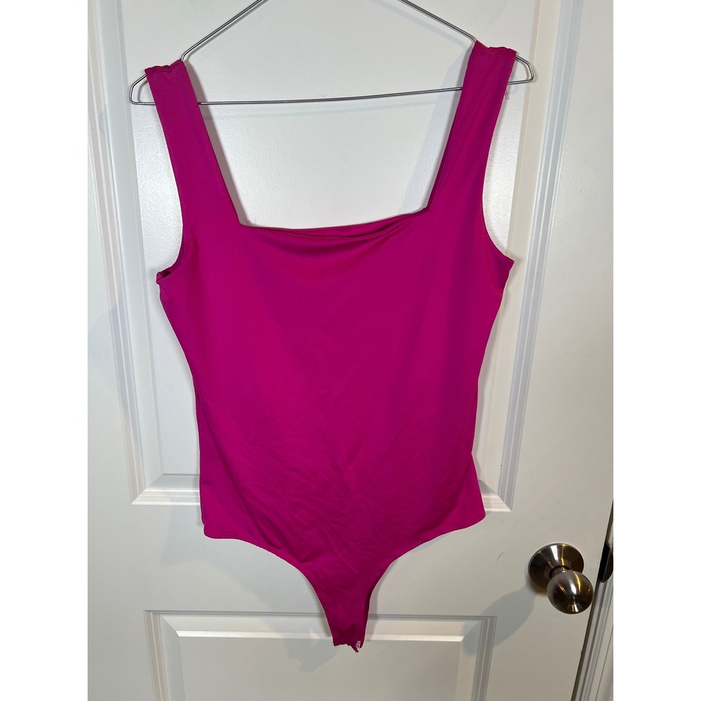 Wearever Womens Bodysuit Square Neck Magenta Pink Large